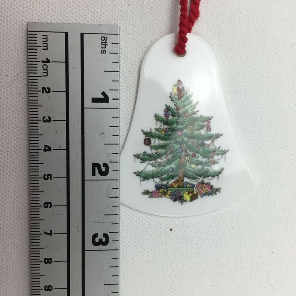 Vtg Spode Bell Shaped Flat Bone China Christmas Tree Ornament England Box - Picture 4 of 6